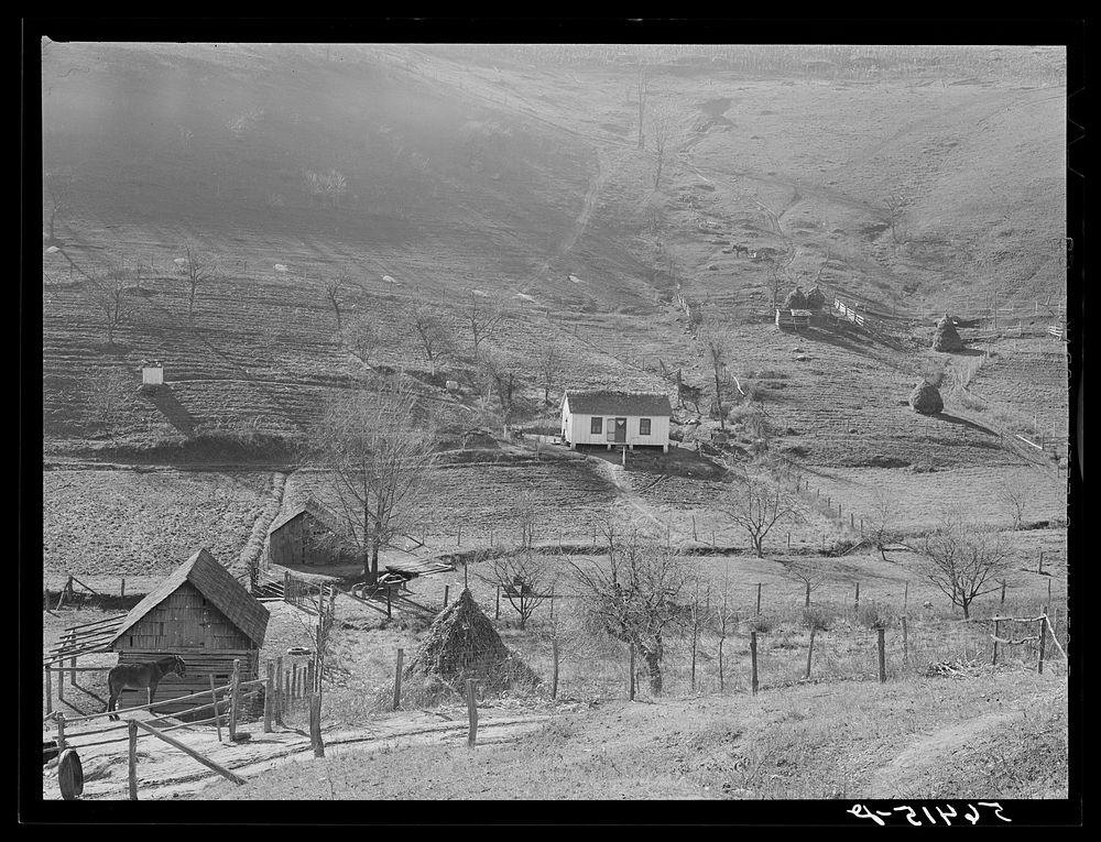 [Untitled photo, possibly related to: Noah Garland's home on the hillside near Barbourville, Knox County, Kentucky. Southern…