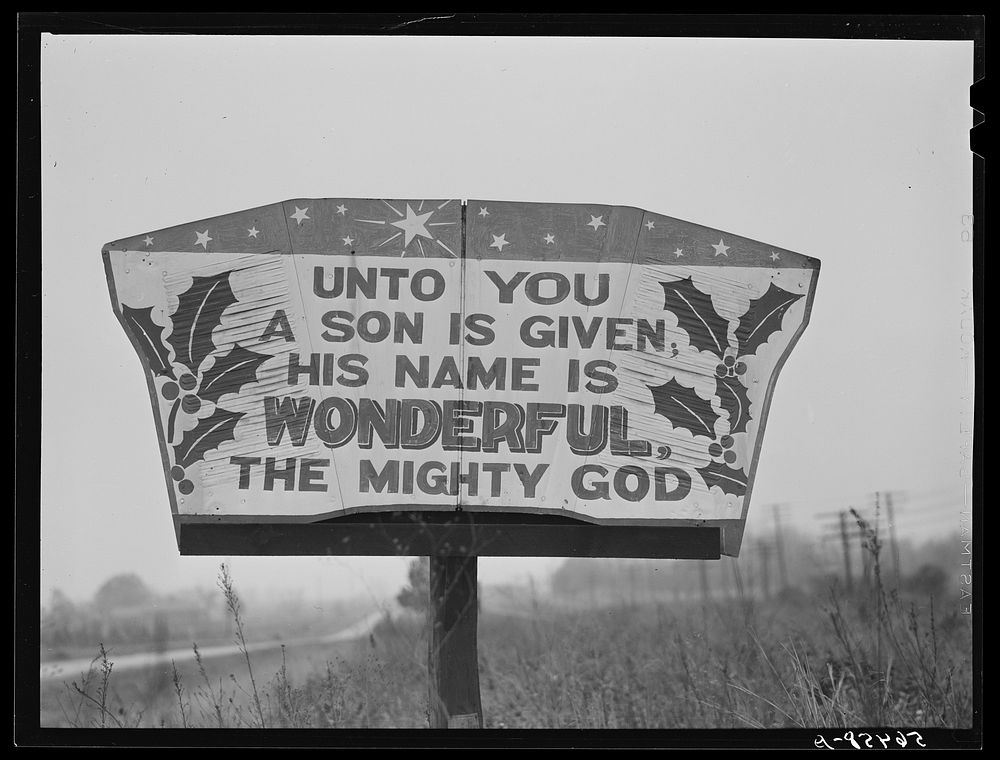 [Untitled photo, possibly related to: Religious sign on highway between Columbus and Augusta, Georgia, indicating revival of…