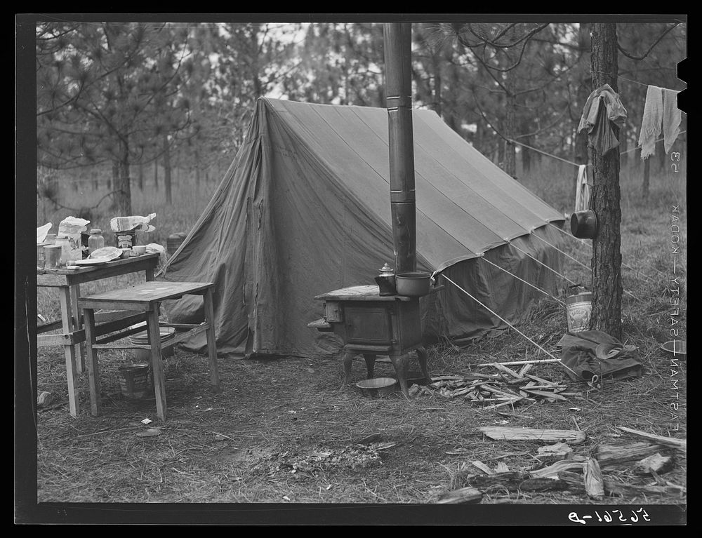 Camp Livingston worker's tent near Fort Beauregard, these are along the main highway on government property so they do not…