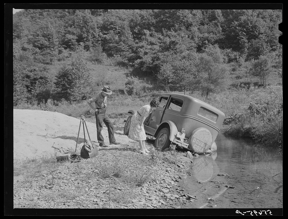 Car in which school superintendent and photographer went up South Fork of the Kentucky River to take pictures of conditions…