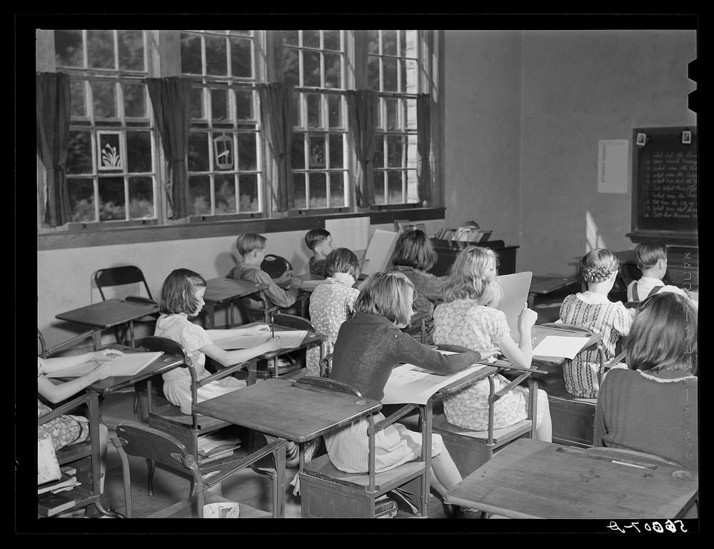 One of the better schoolrooms in the new consolidated school. Breathitt County, Kentucky. Sourced from the Library of…