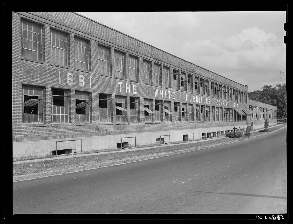 [Untitled photo, possibly related to: White Furniture Company factory, Mebane, North Carolina]. Sourced from the Library of…
