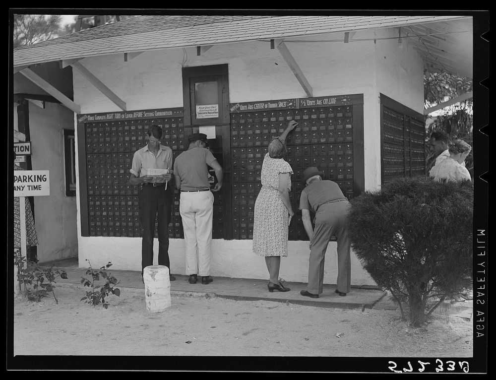 Getting the mail. Sarasota trailer park, Sarasota, Florida. Sourced from the Library of Congress.
