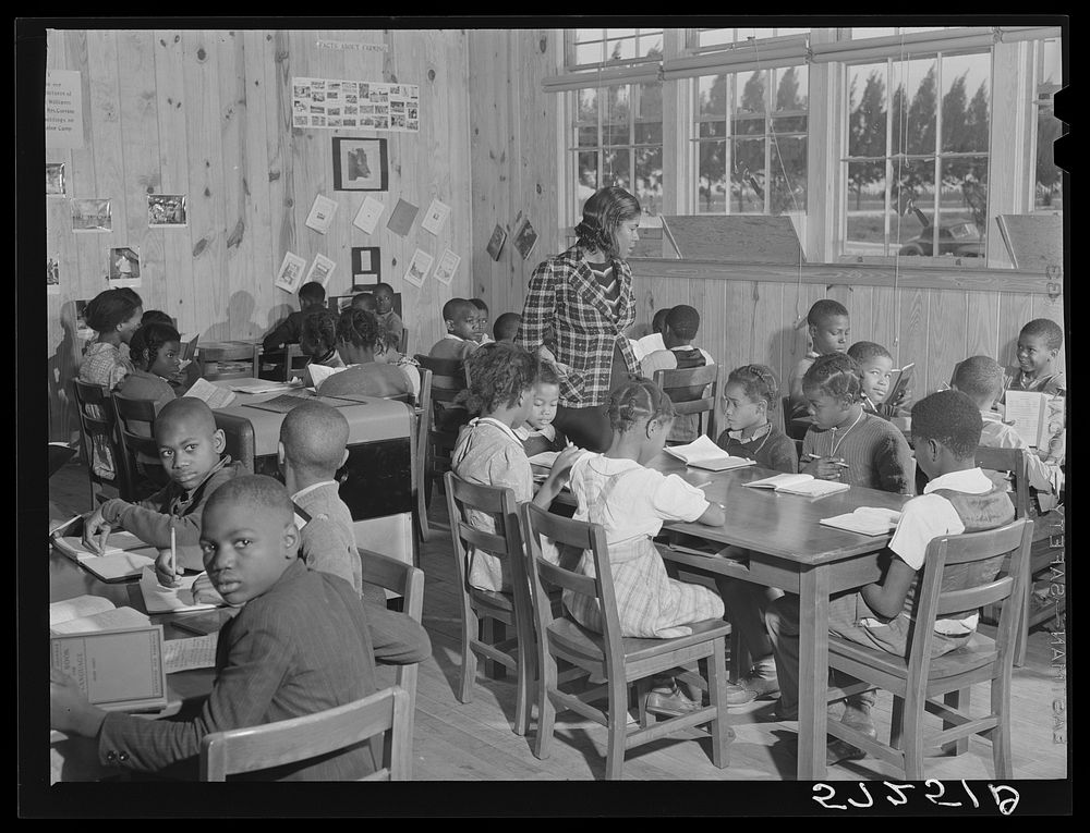 Classroom in new school at Okeechobee migratory labor camp. Belle Glade, Florida. Sourced from the Library of Congress.