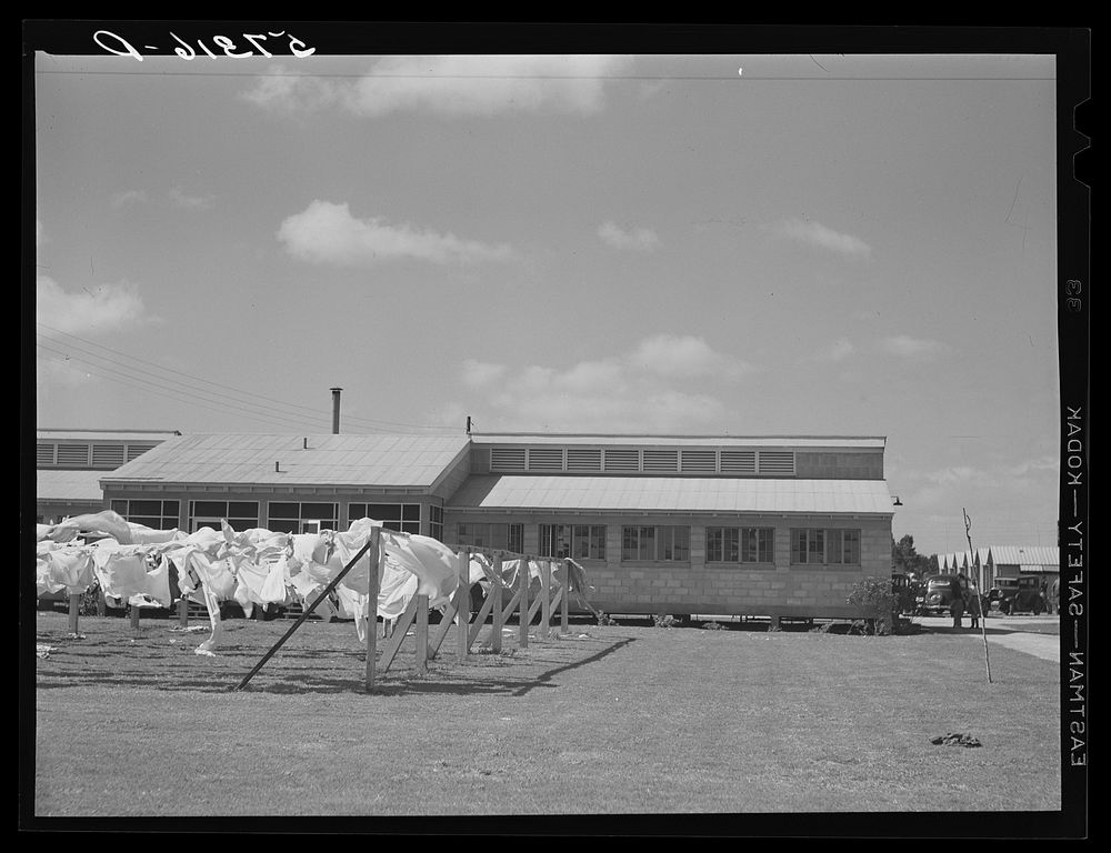 Utility building at Osceola migratory labor camp. Belle Glade, Florida. Sourced from the Library of Congress.