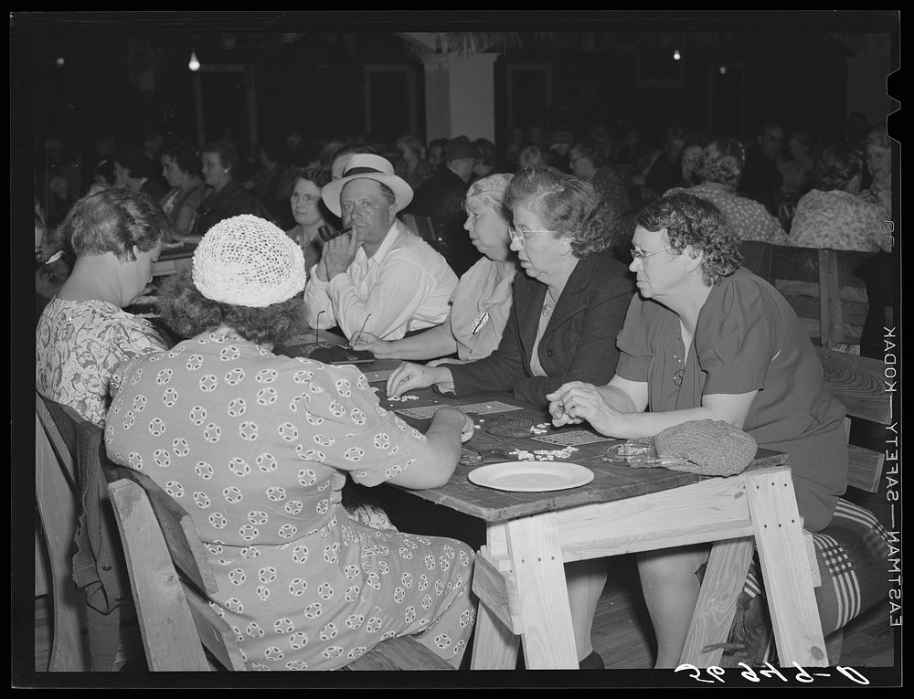 "Bingo" affords amuseument for the guests at Sarasota trailer park. Sarasota, Florida. Sourced from the Library of Congress.