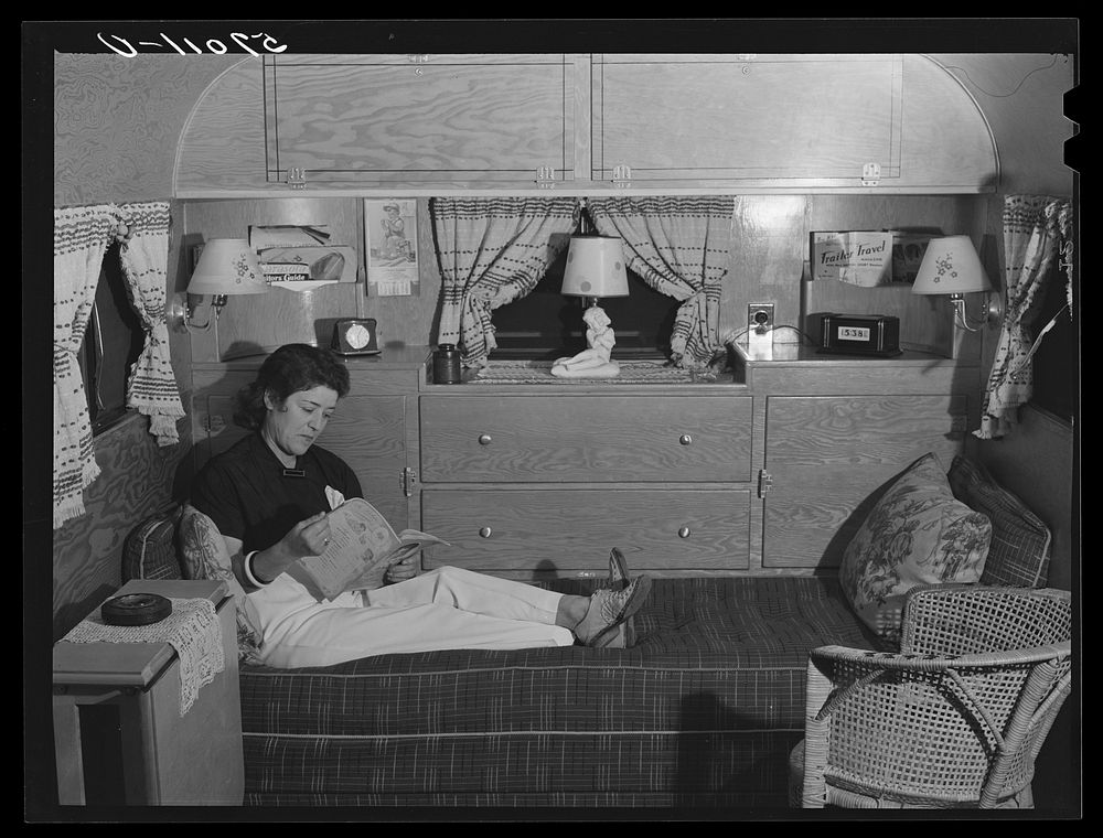 Interior of trailer at Sarasota trailer park. Sarasota, Florida. Sourced from the Library of Congress.