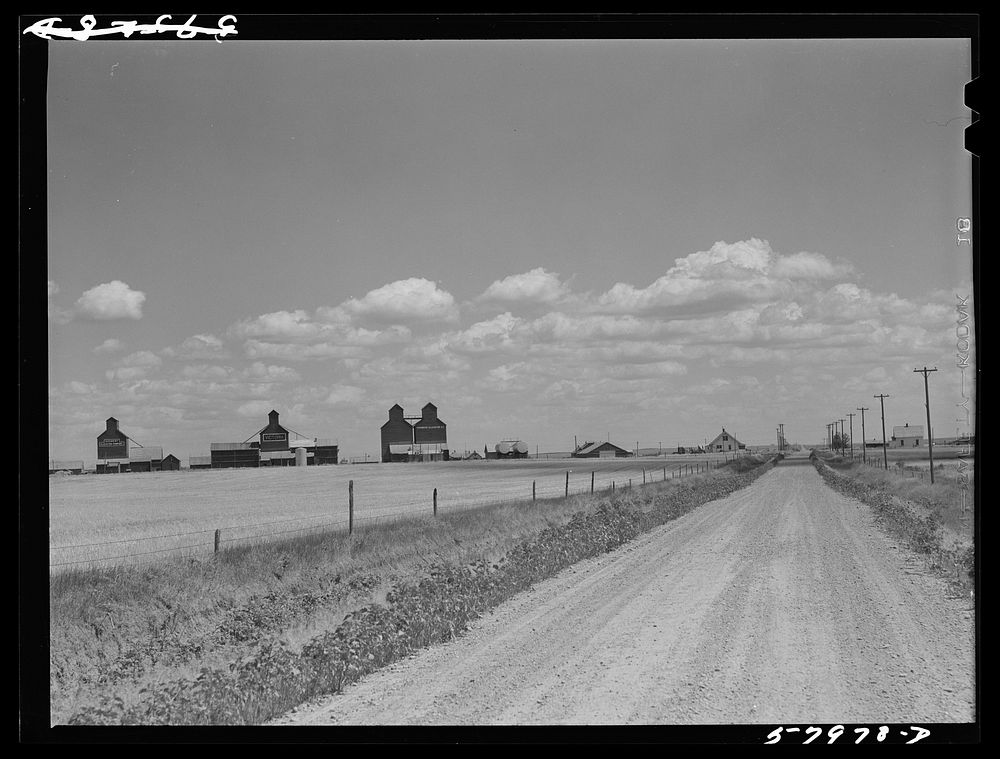 Grain elevators in Homestead, Montana. Sourced from the Library of Congress.
