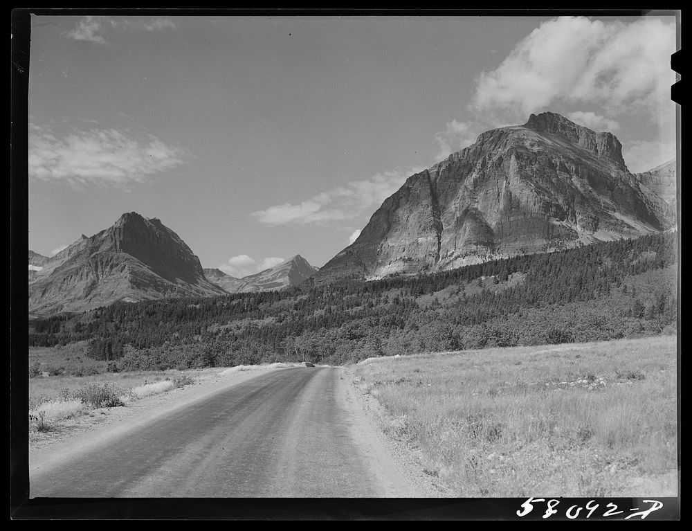 Many Glacier highway. Glacier National Park, Montana. Sourced from the Library of Congress.