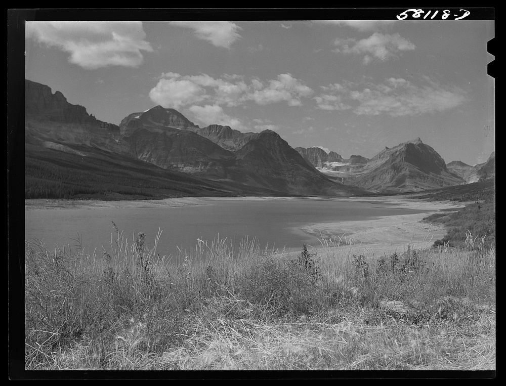Grinnell Glacier as seen from Many Glacier highway. Glacier National Highway, Montana. Sourced from the Library of Congress.