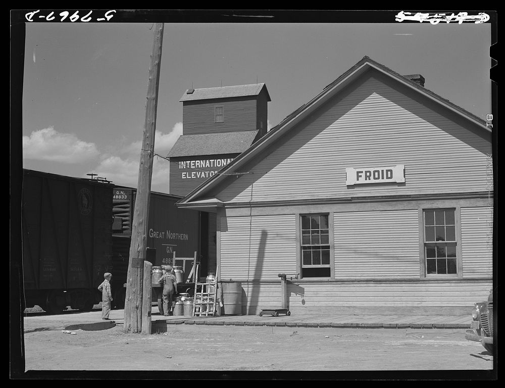 Railroad station. Froid, Montana. Sourced from the Library of Congress.