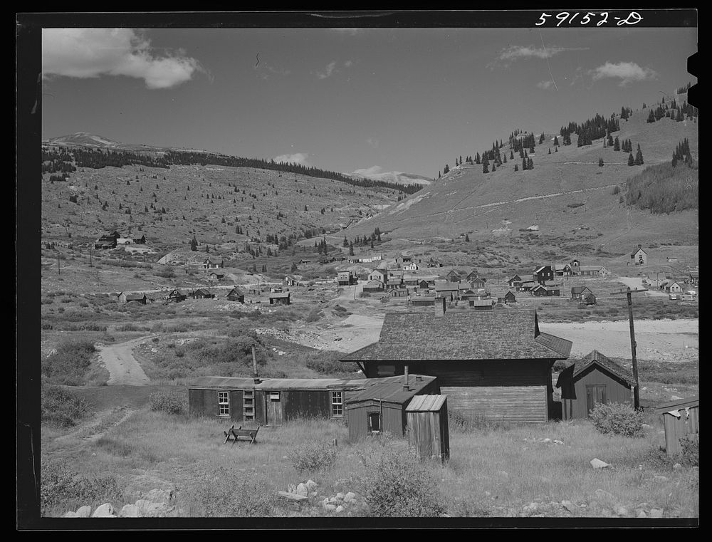 Old station on narrow gauge railroad in ghost mining town. Silver Plume, Colorado. Sourced from the Library of Congress.