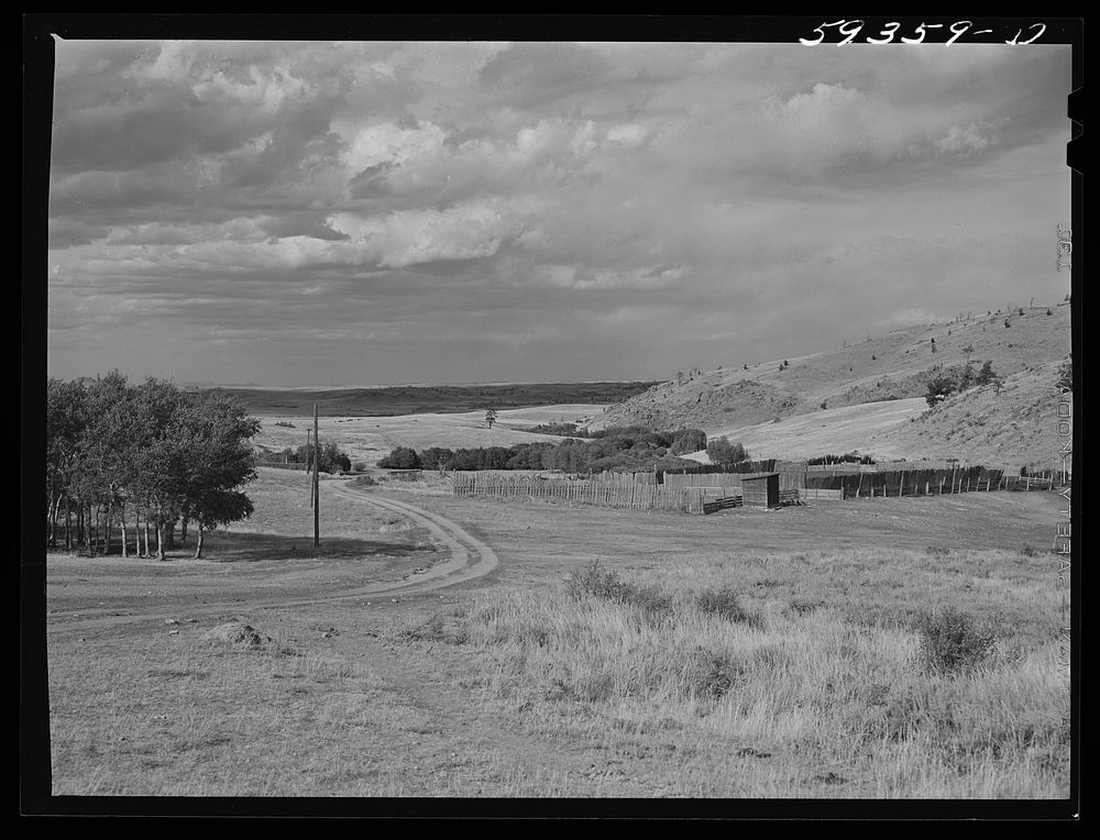 [Untitled photo, possibly related to: Grazing land and sheep pen on King ranch. Laramie, Wyoming]. Sourced from the Library…