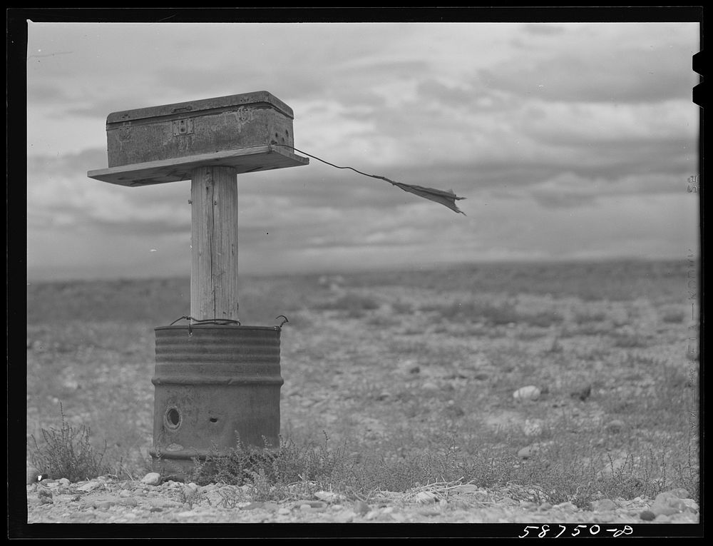 [Untitled photo, possibly related to: Ranch mail box near Farson, Wyoming]. Sourced from the Library of Congress.