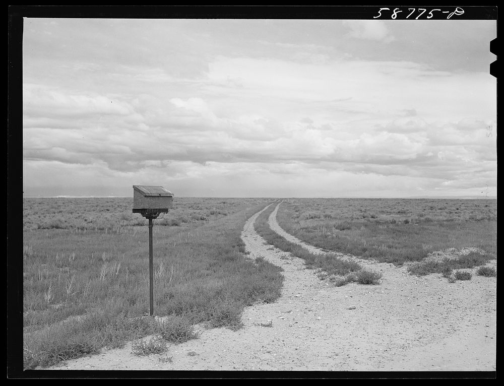 [Untitled photo, possibly related to: Ranch mailbox near Farson, Wyoming]. Sourced from the Library of Congress.
