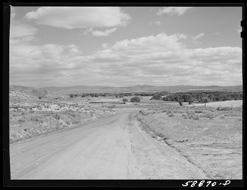 Highway through the Yampa River Valley, Colorado. Sourced from the Library of Congress.