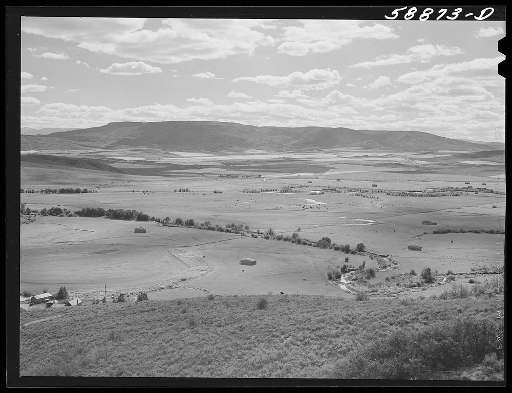 Ranches and farming land in the Yampa River Valley, Colorado. Sourced from the Library of Congress.