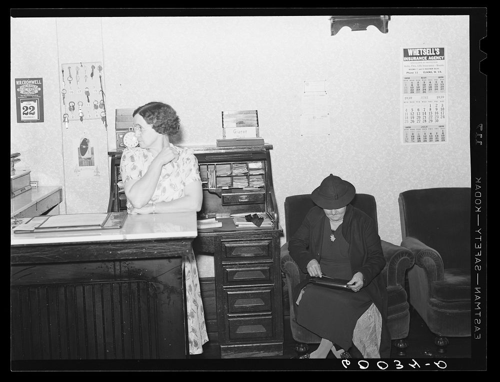 Desk of Thompson Hotel. Elkins, West Virginia. Sourced from the Library of Congress.