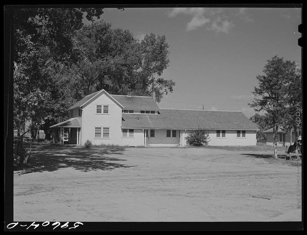 Office building at Two Rivers Non-Stock Cooperative, a FSA (Farm Security Administration) co-op. Waterloo, Nebraska. Sourced…