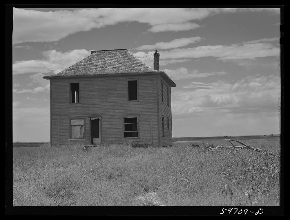 Abandoned farmhouse in the dry land area of the Sandhills northeast of Scottsbluff, Nebraska (See general caption number).…