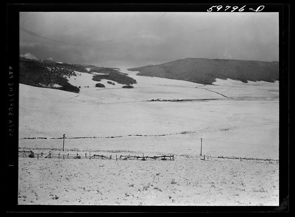 Farmland after early fall blizzard. Southwest of Denver, Colorado. Sourced from the Library of Congress.