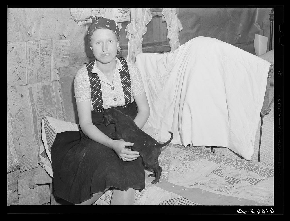 Woman living on submarginal farm along riverbottoms. She will move to new Delmo Labor Home. New Madrid County, Missouri.…
