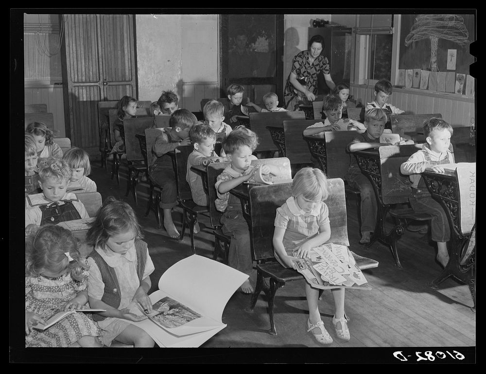 Nursery school operated for migratory children by Women's Council for Home Missions. Berrien County, Michigan. Sourced from…