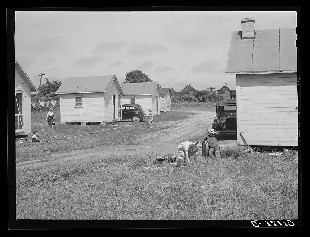 [Untitled photo, possibly related to: Cabins rented for one dollar and seventy-five cents a week by migratory fruit pickers…