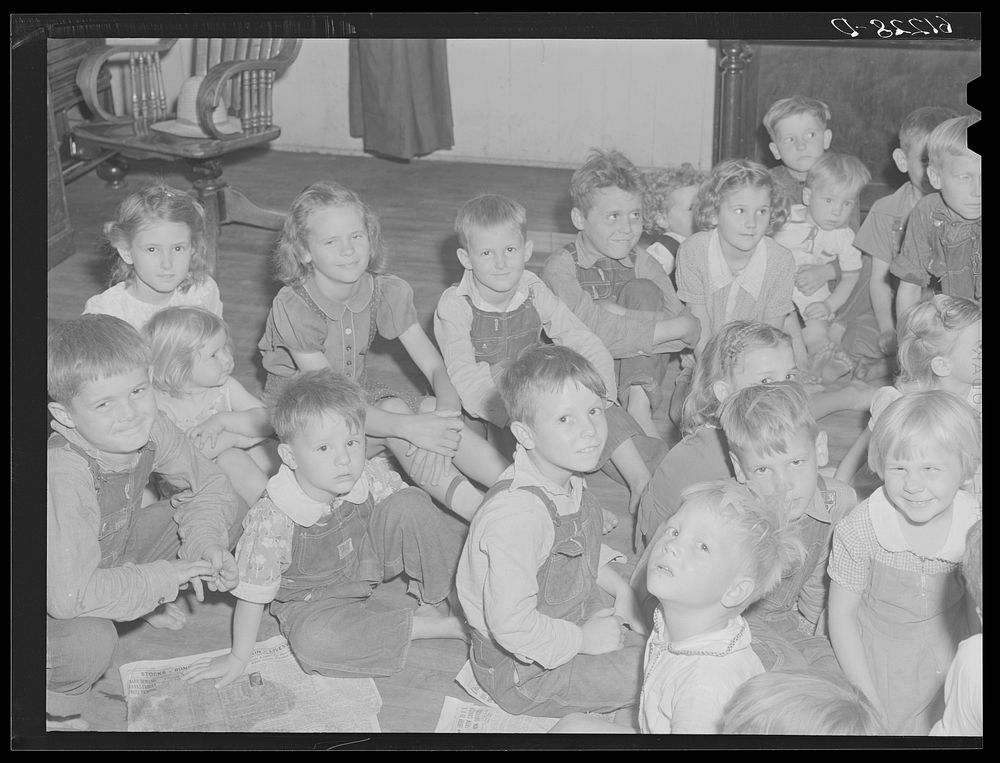 Children of migrant fruit workers in nursery school run by Women's Council for Home Missions. Berrien County, Michigan.…