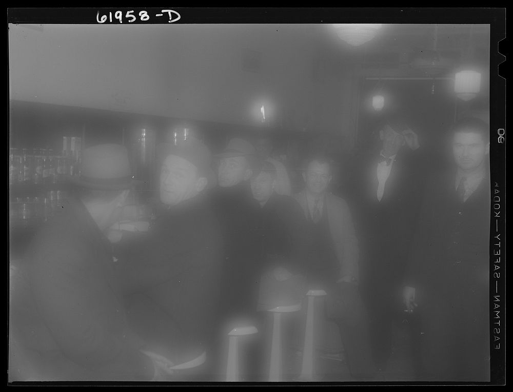 [Untitled photo, possibly related to: Crowd at bar of Busy Bee Restaurant. Radford, Virginia]. Sourced from the Library of…