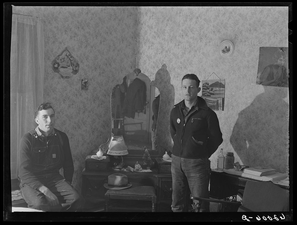 Construction workers at Hercules powder plant in their room in boardinghouse. Radford, Virginia. Sourced from the Library of…