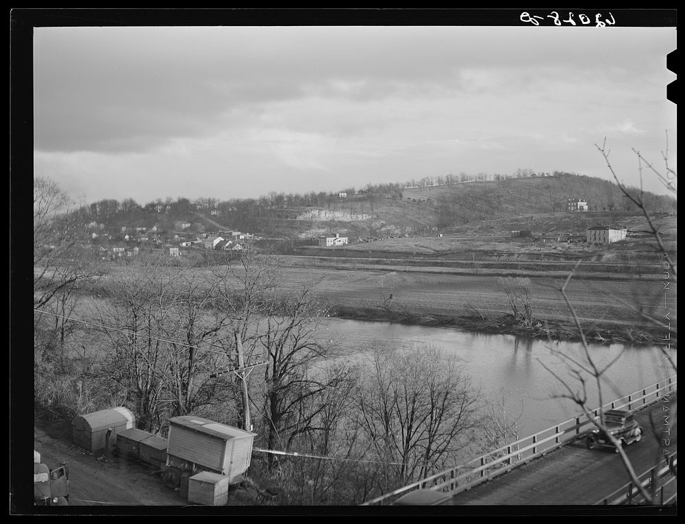 [Untitled photo, possibly related to: Bridge into Radford, Virginia. The Hercules powder plant is seven miles out of town].…
