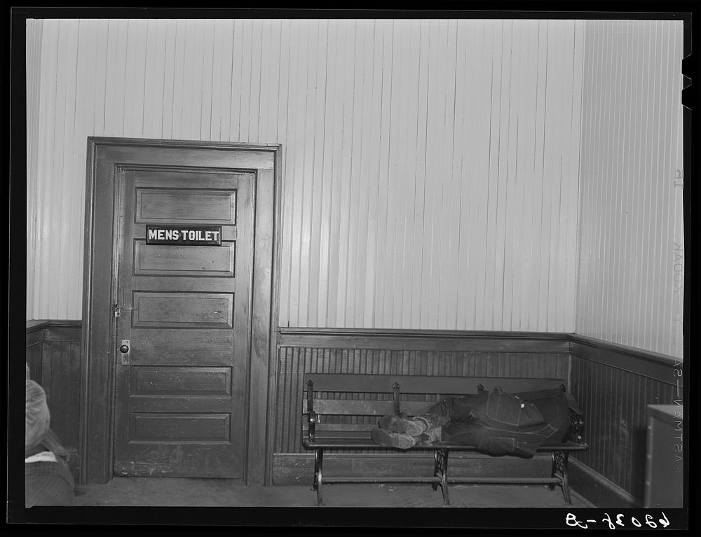 Waiting room in railroad station. Radford, Virginia. Sourced from the Library of Congress.