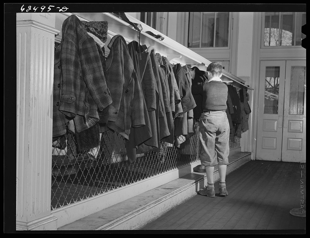 Cloakroom, public school. Norfolk, Virginia. Sourced from the Library of Congress.