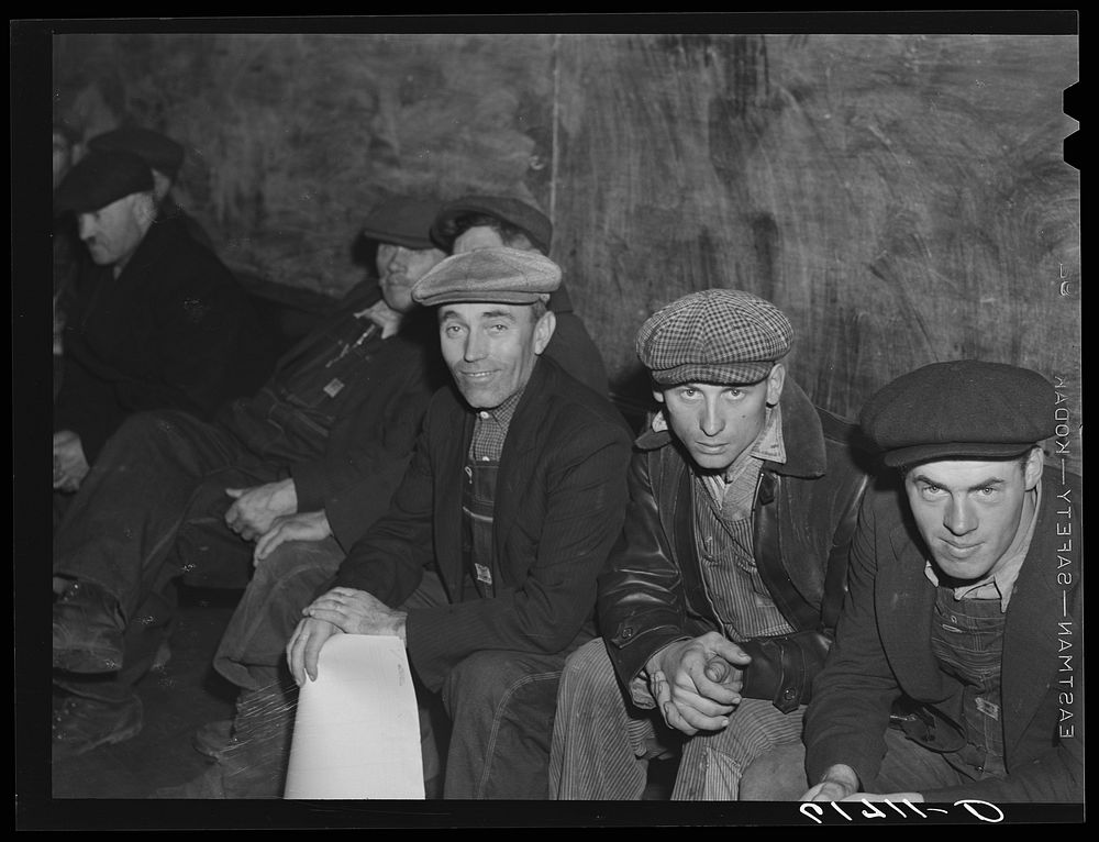 German-Russian farmers waiting to vote. Election day, 1940. McIntosh County, North Dakota. Sourced from the Library of…