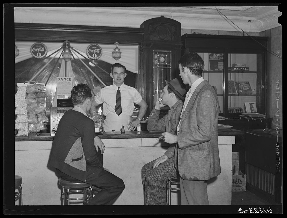 Boys in soft drink parlor. Central City, Kentucky. Sourced from the Library of Congress.