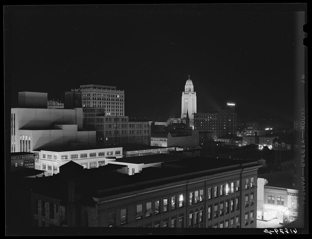 Lincoln, Nebraska. State capitol in background. Sourced from the Library of Congress.