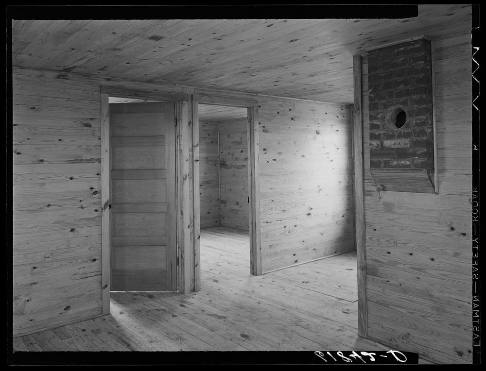 Interior of four-room scattered labor home built by FSA (Farm Security Administration) at cost of five hundred dollars. New…