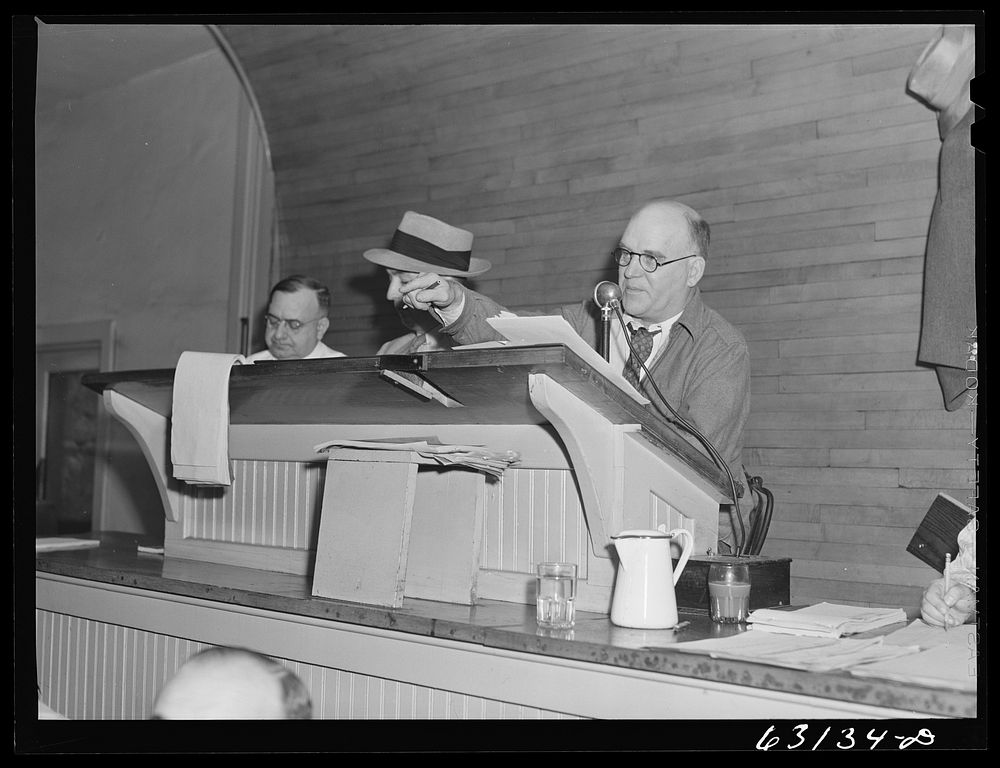 Auctioneer at fruit terminal auction room. Chicago, Illinois. Sourced from the Library of Congress.