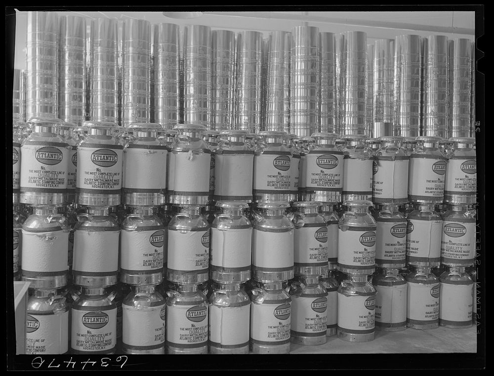 Cream cans. Antigo, Wisconsin. Sourced from the Library of Congress.