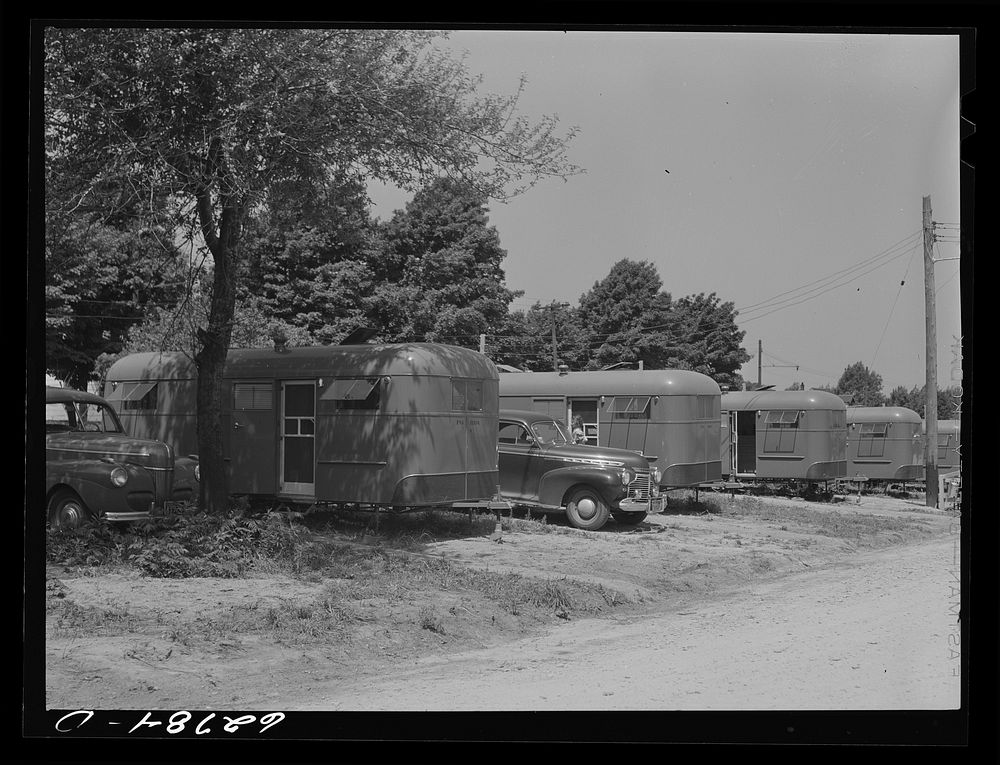 FSA (Farm Security Administration) trailer camp for defense workers, situated a quarter mile from General Electric plant in…