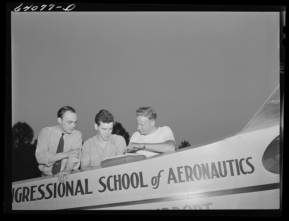 Students at Congressional School of Aeronautics under Civilian Pilot Training Program. Rockville, Maryland. Sourced from the…