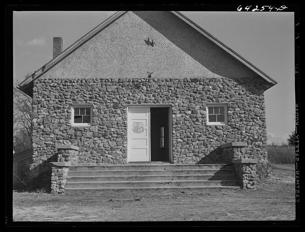 Newton County, Missouri. Camp Crowder area. Community hall on land bought up by the Army for Camp Crowder construction.…