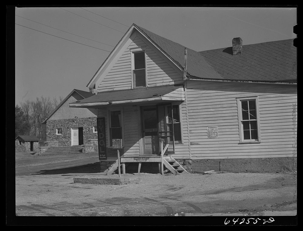 Newton County, Missouri. Camp Crowder area. Community hall on land bought up by the Army for Camp Crowder construction.…