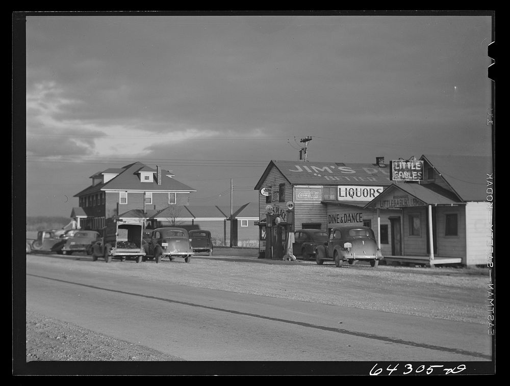 Union County, Illinois. Gas station and road house. Sourced from the Library of Congress.