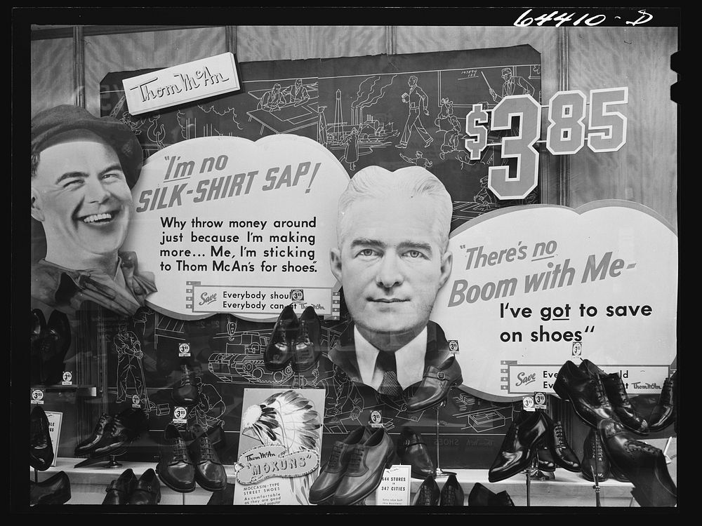 Clarksburg, West Virginia. Shoe store window. Sourced from the Library of Congress.