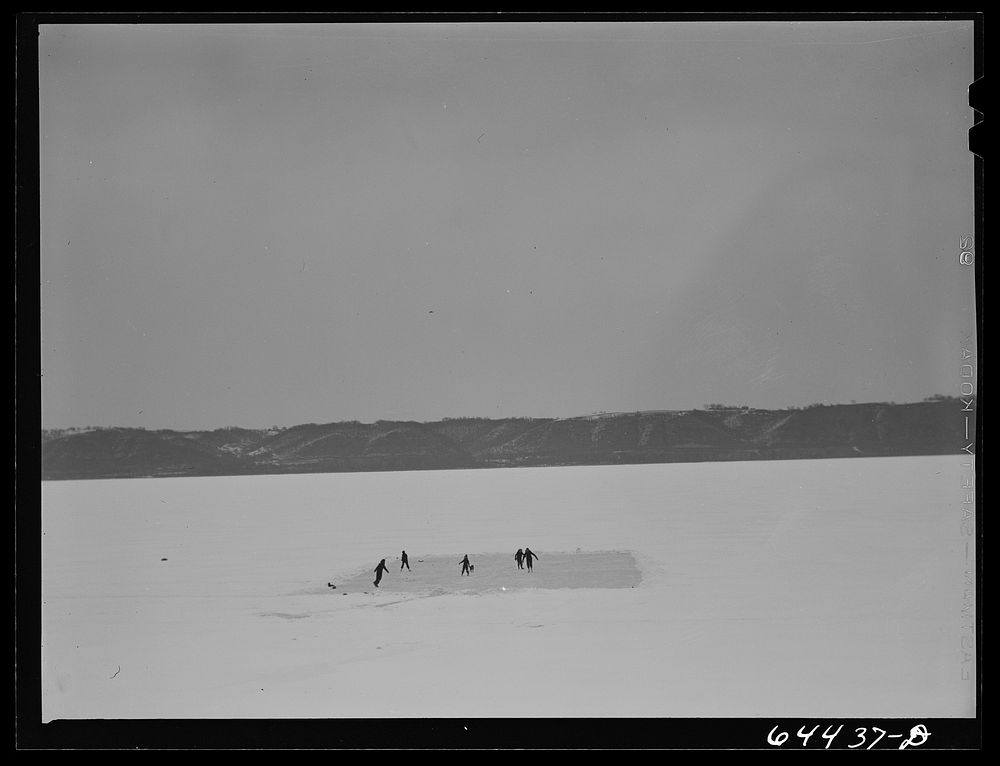 Lake City, Minnesota (vicinity). Skating on the Mississippi River. Sourced from the Library of Congress.