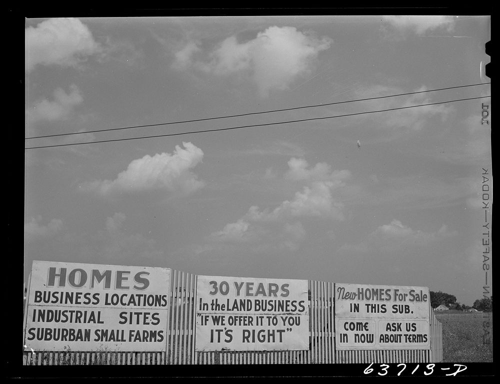 Real estate signs near Detroit, Michigan. Sourced from the Library of Congress.