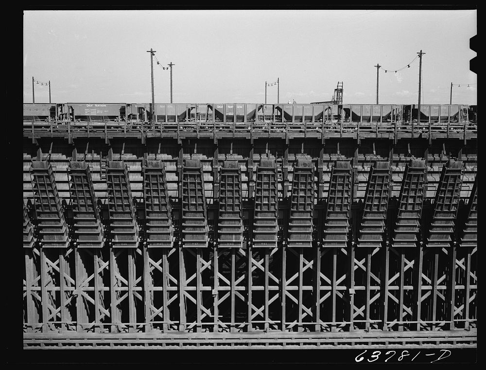 Ore docks at Allouez, Wisconsin. Sourced from the Library of Congress.
