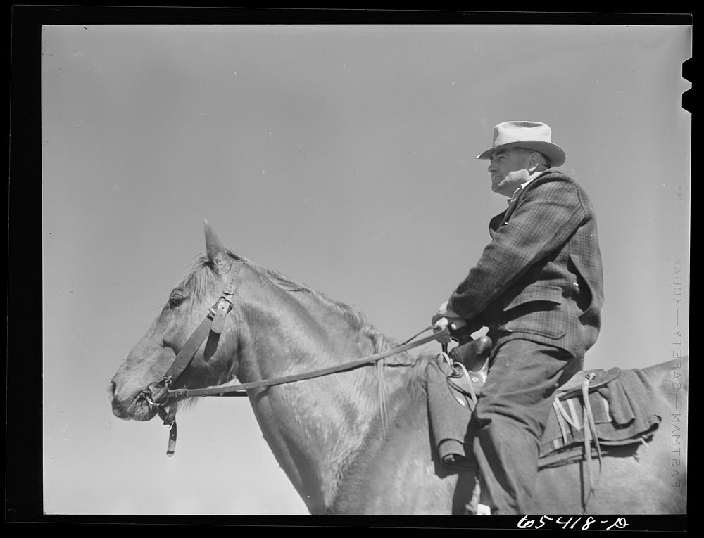 [Untitled photo, possibly related to: Beaverhead County, Montana. Cowhand on the Spokane Ranch]. Sourced from the Library of…